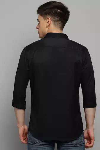 Showoff men's long sleeves solid black shirt