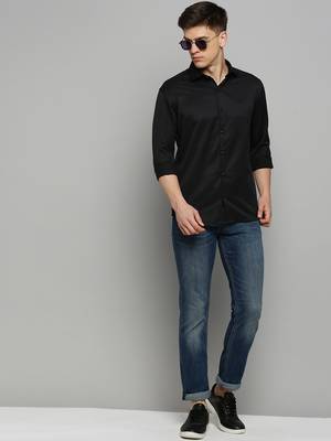 Showoff men's long sleeves solid black shirt 5