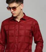 Showoff men's long sleeves solid maroon shirt