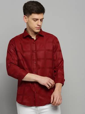 Showoff men's long sleeves solid maroon shirt 2