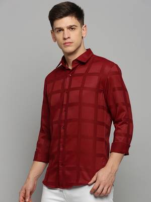 Showoff men's long sleeves solid maroon shirt 3