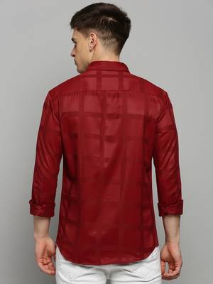 Showoff men's long sleeves solid maroon shirt 4