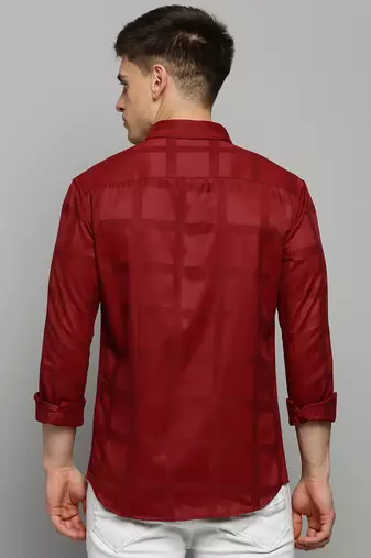 Showoff men's long sleeves solid maroon shirt