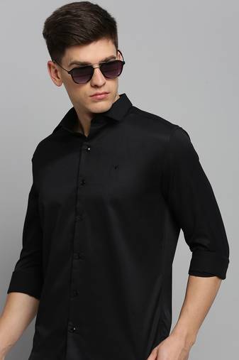 Showoff men's long sleeves solid black shirt
