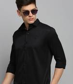Showoff men's long sleeves solid black shirt