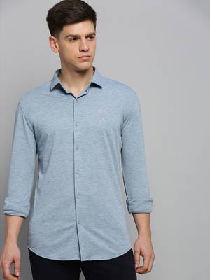 men's long sleeves solid blue shirt 2
