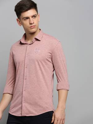 men's long sleeves solid pink shirt 3