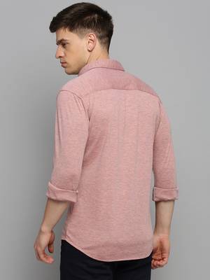 men's long sleeves solid pink shirt 4