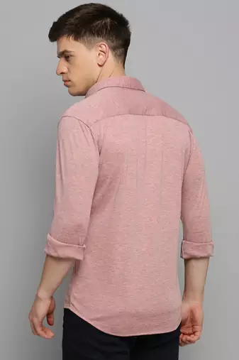 men's long sleeves solid pink shirt