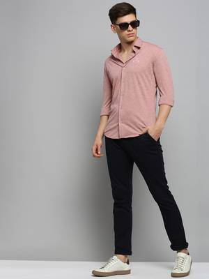 men's long sleeves solid pink shirt 5