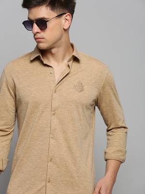 men's long sleeves solid copper shirt 1