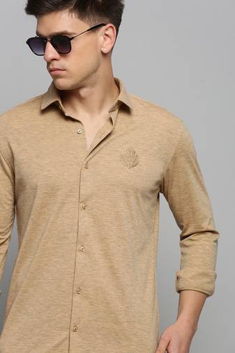 men's long sleeves solid copper shirt