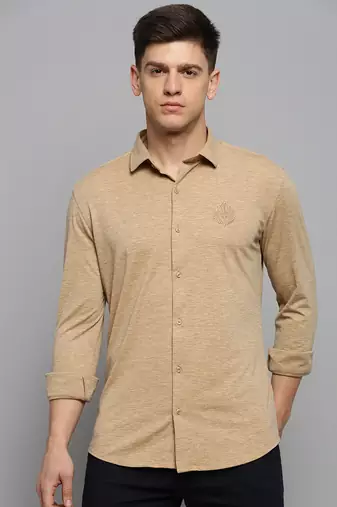 men's long sleeves solid copper shirt