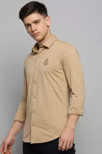 men's long sleeves solid copper shirt