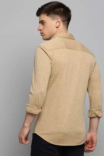men's long sleeves solid copper shirt
