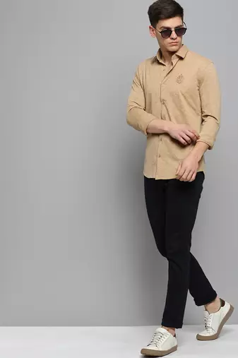 men's long sleeves solid copper shirt
