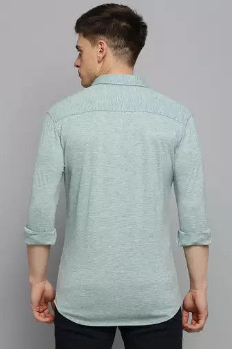 men's long sleeves solid sea green shirt