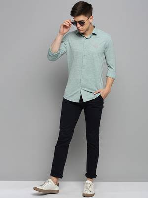 men's long sleeves solid sea green shirt 5