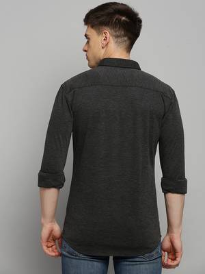 Showoff men's long sleeves solid grey melange shirt 4