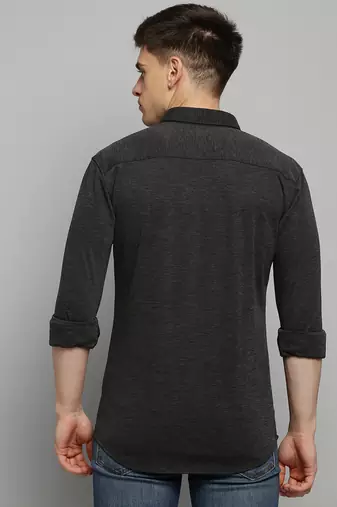 Showoff men's long sleeves solid grey melange shirt