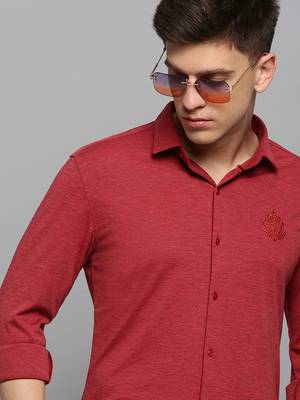men's long sleeves solid red shirt 1