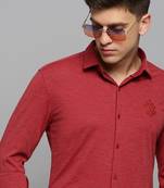men's long sleeves solid red shirt