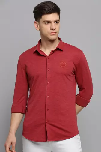 men's long sleeves solid red shirt