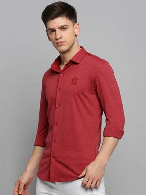 men's long sleeves solid red shirt 3