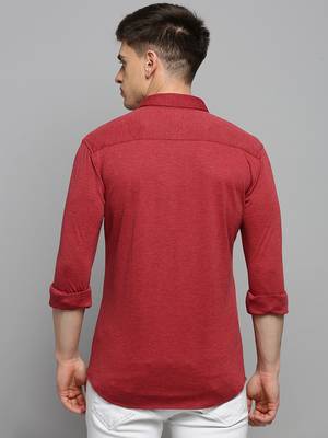 men's long sleeves solid red shirt 4