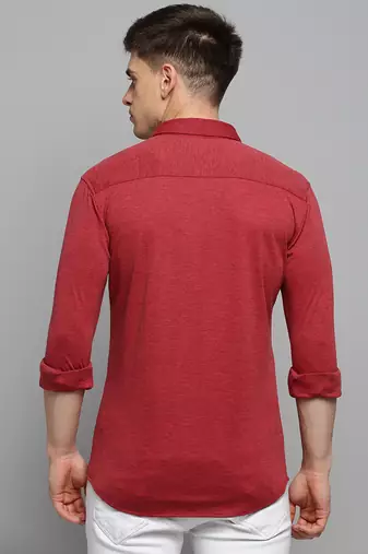 men's long sleeves solid red shirt