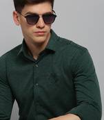 men's long sleeves solid green shirt