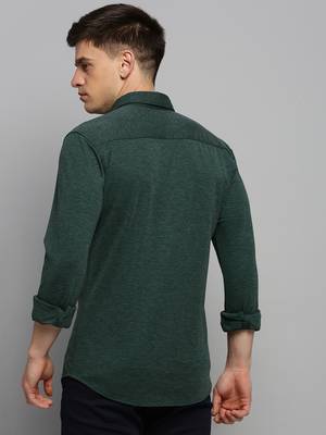 men's long sleeves solid green shirt 4