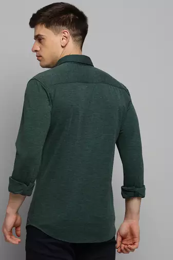 men's long sleeves solid green shirt