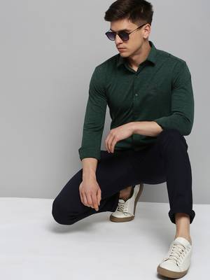 men's long sleeves solid green shirt 5