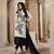 Attractive Georgette Embroidered Black & White Coloured Party Wear Designer Salwar Kameez