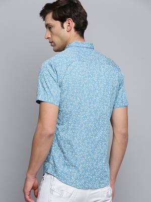 men's short sleeves abstract blue shirt 4