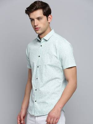 men's short sleeves abstract sea green shirt 3
