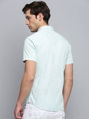 men's short sleeves abstract sea green shirt 4