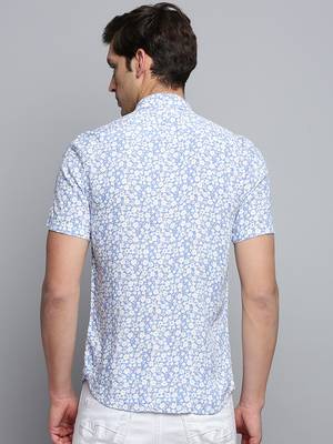 men's short sleeves floral blue shirt 4