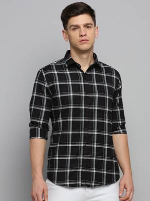 men's long sleeves other checks black shirt 2