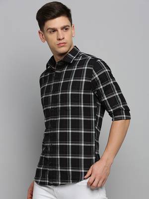 men's long sleeves other checks black shirt 3
