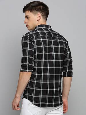 men's long sleeves other checks black shirt 4