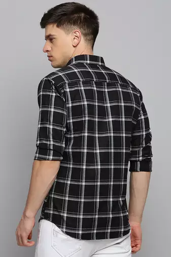 men's long sleeves other checks black shirt