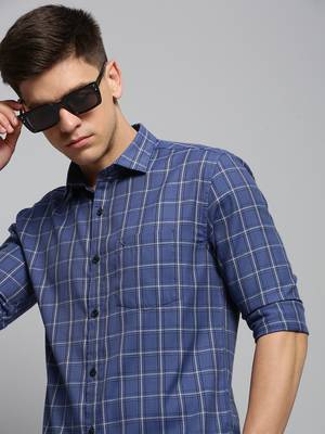 men's long sleeves other checks blue shirt 1