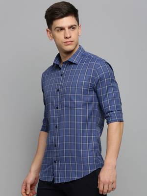 men's long sleeves other checks blue shirt 3