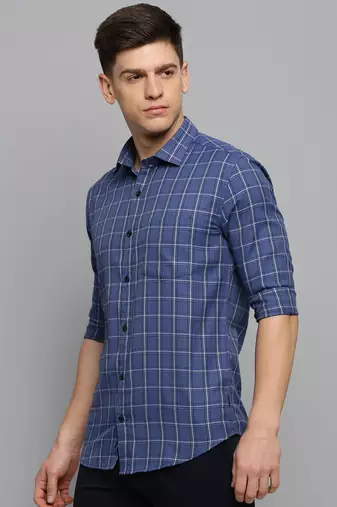 men's long sleeves other checks blue shirt