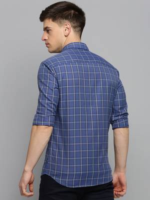 men's long sleeves other checks blue shirt 4