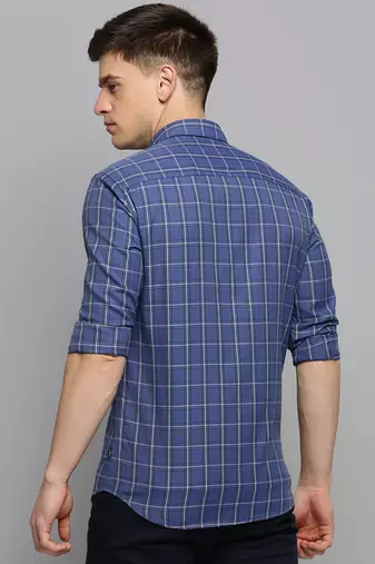 men's long sleeves other checks blue shirt