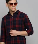 Showoff men's long sleeves other checks rust shirt