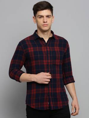 Showoff men's long sleeves other checks rust shirt 2